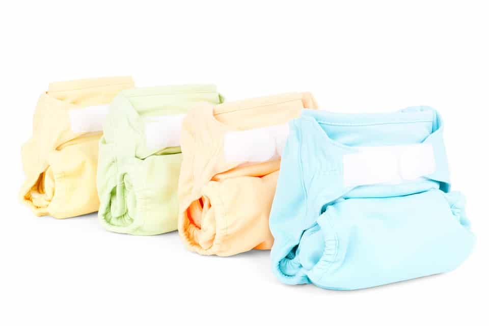 Reusable nappies in different colours